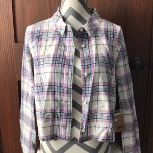 🛹 NWT Vans Lavender Plaid Long Sleeve Crop XL 🛹